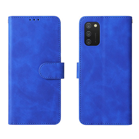 Custodia Portafoglio In Pelle Cover con Supporto L01Z per Samsung Galaxy A03s Blu