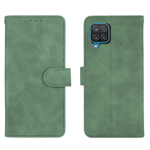 Custodia Portafoglio In Pelle Cover con Supporto L01Z per Samsung Galaxy A12 Verde