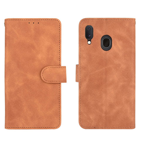 Custodia Portafoglio In Pelle Cover con Supporto L01Z per Samsung Galaxy A20 Marrone