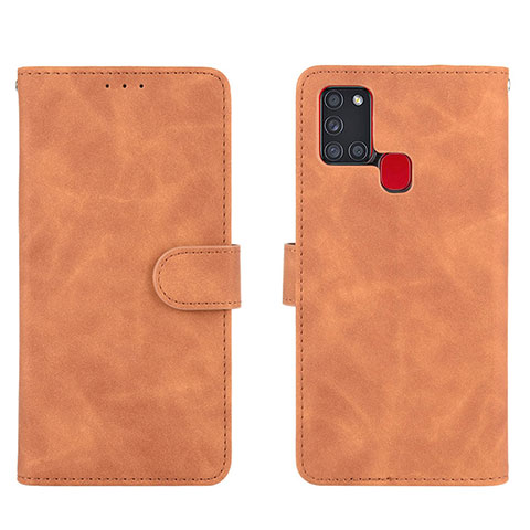 Custodia Portafoglio In Pelle Cover con Supporto L01Z per Samsung Galaxy A21s Marrone