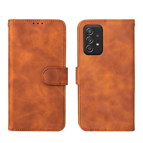 Custodia Portafoglio In Pelle Cover con Supporto L01Z per Samsung Galaxy A52 4G Marrone