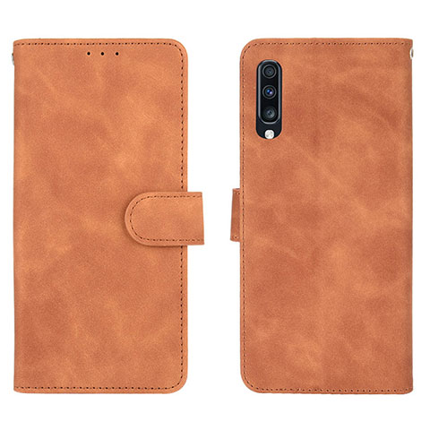 Custodia Portafoglio In Pelle Cover con Supporto L01Z per Samsung Galaxy A70S Marrone