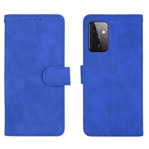 Custodia Portafoglio In Pelle Cover con Supporto L01Z per Samsung Galaxy A72 4G Blu