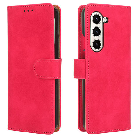 Custodia Portafoglio In Pelle Cover con Supporto L01Z per Samsung Galaxy Z Fold5 5G Rosa Caldo