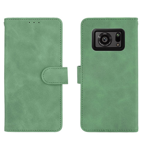 Custodia Portafoglio In Pelle Cover con Supporto L01Z per Sharp Aquos R6 Verde