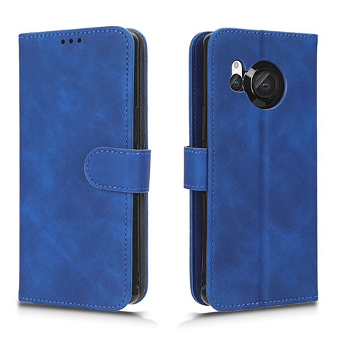 Custodia Portafoglio In Pelle Cover con Supporto L01Z per Sharp Aquos R8 Blu