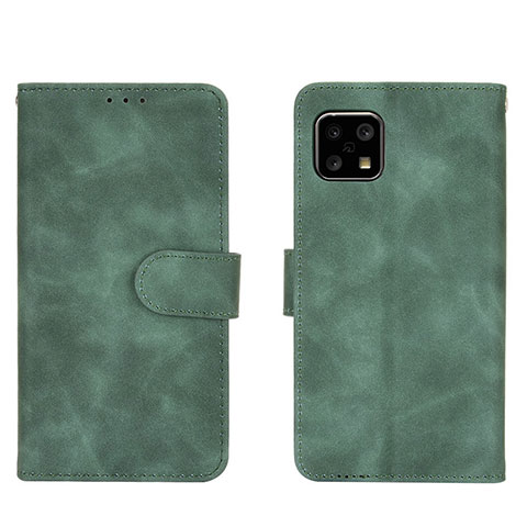 Custodia Portafoglio In Pelle Cover con Supporto L01Z per Sharp Aquos Sense4 Basic Verde