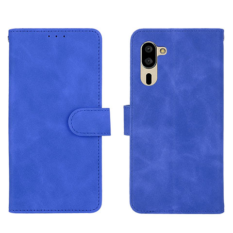 Custodia Portafoglio In Pelle Cover con Supporto L01Z per Sharp Simple Sumaho 5 Blu