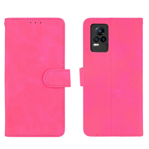 Custodia Portafoglio In Pelle Cover con Supporto L01Z per Vivo V21e 4G Rosa Caldo