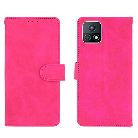 Custodia Portafoglio In Pelle Cover con Supporto L01Z per Vivo Y54s 5G Rosa Caldo