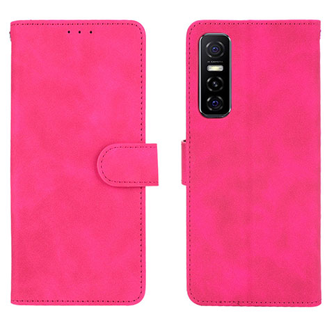 Custodia Portafoglio In Pelle Cover con Supporto L01Z per Vivo Y73s 5G Rosa Caldo