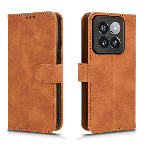 Custodia Portafoglio In Pelle Cover con Supporto L01Z per Xiaomi Mi 14 5G Marrone