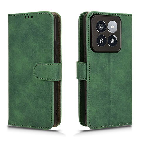 Custodia Portafoglio In Pelle Cover con Supporto L01Z per Xiaomi Mi 14 5G Verde