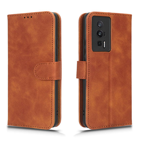 Custodia Portafoglio In Pelle Cover con Supporto L01Z per Xiaomi Poco F5 Pro 5G Marrone