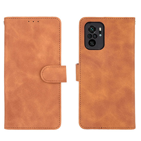 Custodia Portafoglio In Pelle Cover con Supporto L01Z per Xiaomi Poco M5S Marrone