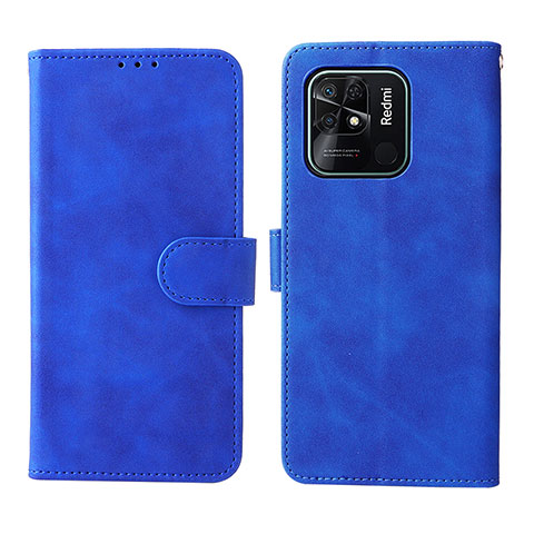 Custodia Portafoglio In Pelle Cover con Supporto L01Z per Xiaomi Redmi 10 India Blu