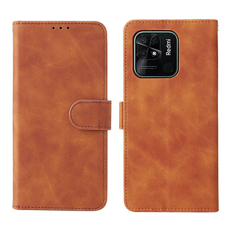 Custodia Portafoglio In Pelle Cover con Supporto L01Z per Xiaomi Redmi 10 India Marrone