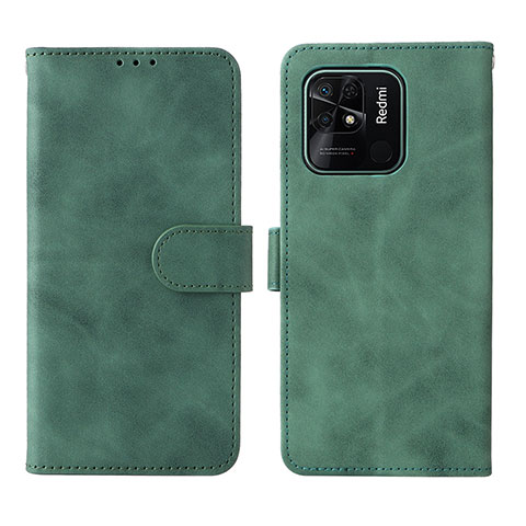 Custodia Portafoglio In Pelle Cover con Supporto L01Z per Xiaomi Redmi 10 India Verde