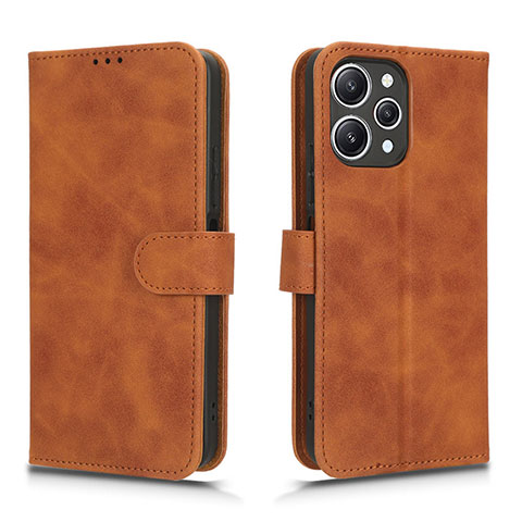 Custodia Portafoglio In Pelle Cover con Supporto L01Z per Xiaomi Redmi 12 4G Marrone