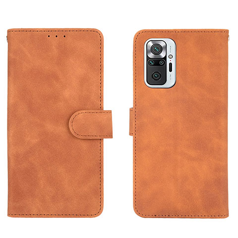 Custodia Portafoglio In Pelle Cover con Supporto L01Z per Xiaomi Redmi Note 10 Pro 4G Marrone