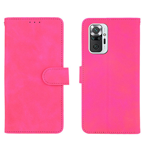 Custodia Portafoglio In Pelle Cover con Supporto L01Z per Xiaomi Redmi Note 10 Pro 4G Rosa Caldo