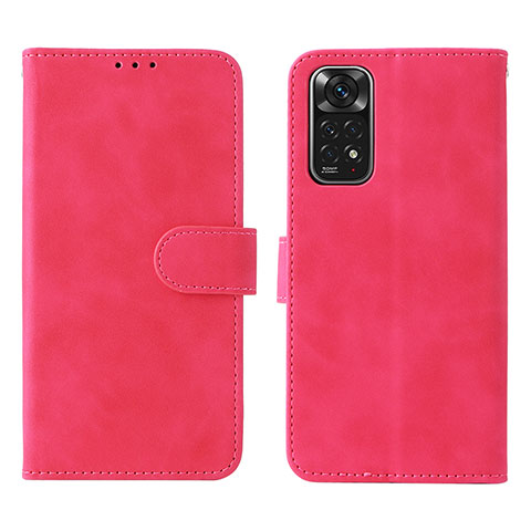 Custodia Portafoglio In Pelle Cover con Supporto L01Z per Xiaomi Redmi Note 11 4G (2022) Rosa Caldo