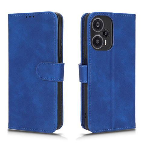 Custodia Portafoglio In Pelle Cover con Supporto L01Z per Xiaomi Redmi Note 12 Turbo 5G Blu