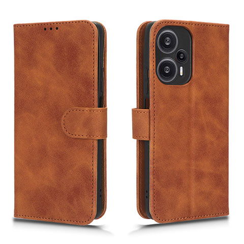 Custodia Portafoglio In Pelle Cover con Supporto L01Z per Xiaomi Redmi Note 12 Turbo 5G Marrone