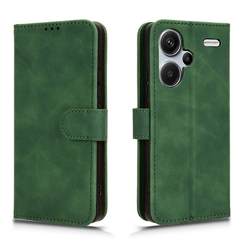 Custodia Portafoglio In Pelle Cover con Supporto L01Z per Xiaomi Redmi Note 13 Pro+ Plus 5G Verde