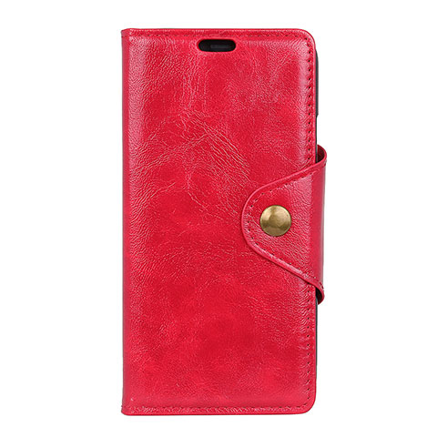 Custodia Portafoglio In Pelle Cover con Supporto L02 per Alcatel 3 Rosso