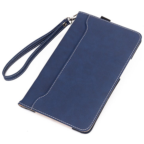 Custodia Portafoglio In Pelle Cover con Supporto L02 per Amazon Kindle 6 inch Blu