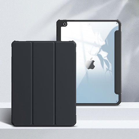 Custodia Portafoglio In Pelle Cover con Supporto L02 per Apple iPad 10.2 (2019) Nero