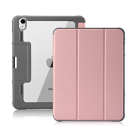 Custodia Portafoglio In Pelle Cover con Supporto L02 per Apple iPad Air 4 10.9 (2020) Rosa