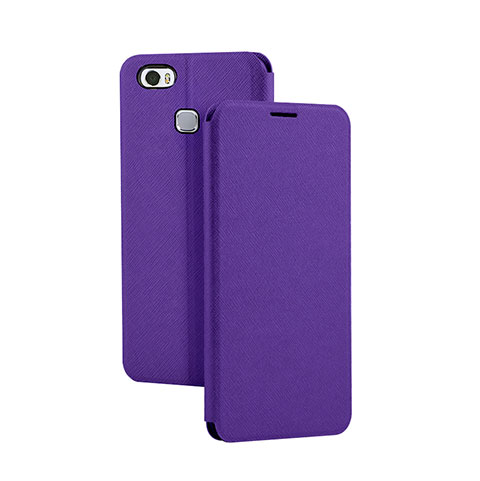 Custodia Portafoglio In Pelle Cover con Supporto L02 per Huawei Honor Note 8 Viola