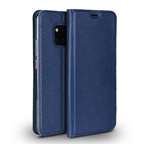 Custodia Portafoglio In Pelle Cover con Supporto L02 per Huawei Mate 20 Pro Blu