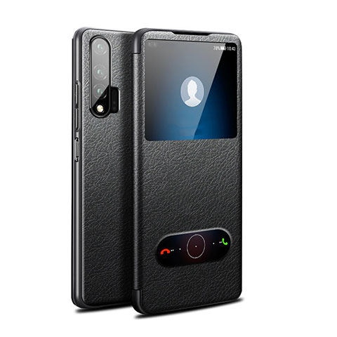 Custodia Portafoglio In Pelle Cover con Supporto L02 per Huawei Nova 6 Nero