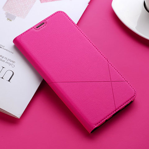 Custodia Portafoglio In Pelle Cover con Supporto L02 per Huawei P Smart Pro (2019) Rosa Caldo