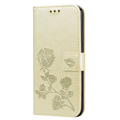 Custodia Portafoglio In Pelle Cover con Supporto L02 per Huawei P20 Lite Oro