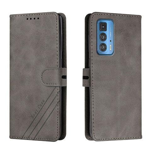 Custodia Portafoglio In Pelle Cover con Supporto L02 per Motorola Moto Edge 20 Pro 5G Grigio Scuro