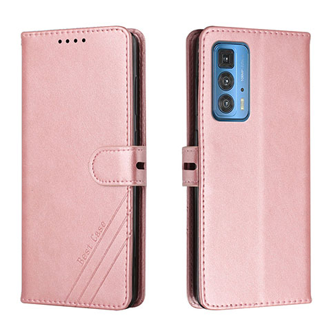 Custodia Portafoglio In Pelle Cover con Supporto L02 per Motorola Moto Edge S Pro 5G Oro Rosa