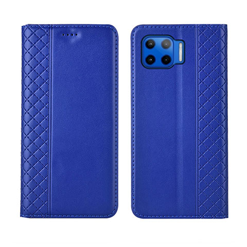 Custodia Portafoglio In Pelle Cover con Supporto L02 per Motorola Moto G 5G Plus Blu