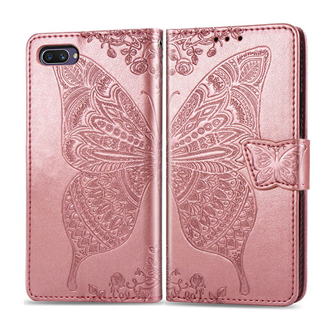 Custodia Portafoglio In Pelle Cover con Supporto L02 per Oppo A5 Oro Rosa