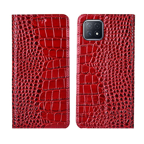 Custodia Portafoglio In Pelle Cover con Supporto L02 per Oppo A72 5G Rosso