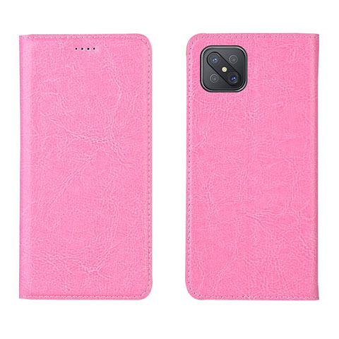 Custodia Portafoglio In Pelle Cover con Supporto L02 per Oppo A92s 5G Rosa