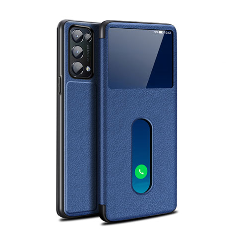 Custodia Portafoglio In Pelle Cover con Supporto L02 per Oppo Find X3 Lite 5G Blu