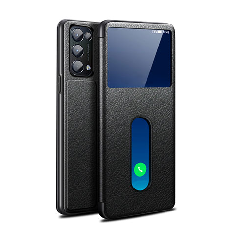 Custodia Portafoglio In Pelle Cover con Supporto L02 per Oppo Find X3 Lite 5G Nero