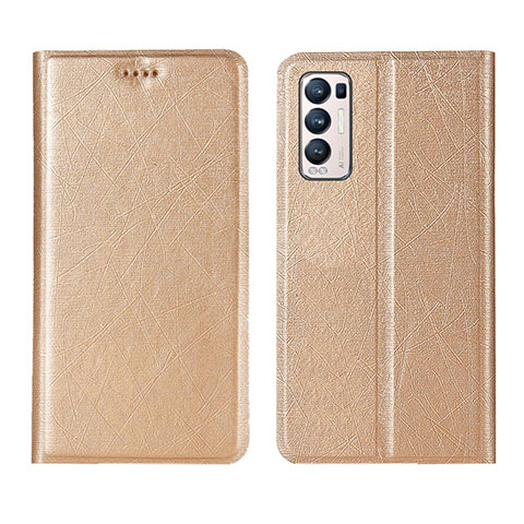 Custodia Portafoglio In Pelle Cover con Supporto L02 per Oppo Find X3 Neo 5G Oro