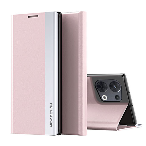 Custodia Portafoglio In Pelle Cover con Supporto L02 per Oppo Reno8 Pro+ Plus 5G Rosa