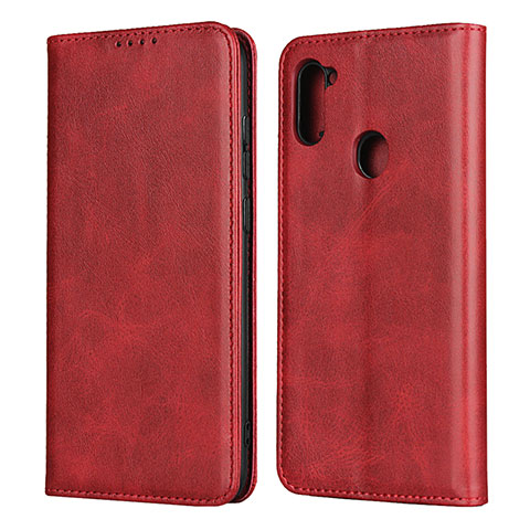 Custodia Portafoglio In Pelle Cover con Supporto L02 per Samsung Galaxy A11 Rosso