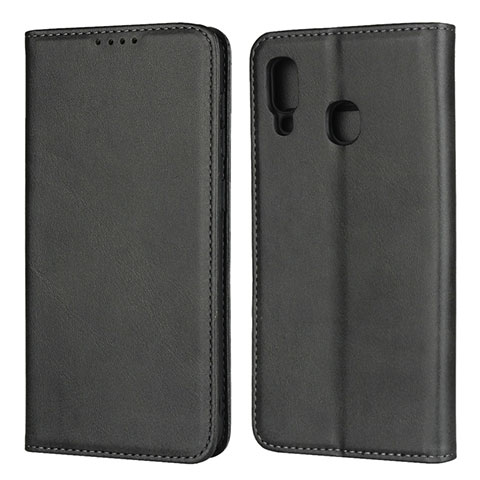 Custodia Portafoglio In Pelle Cover con Supporto L02 per Samsung Galaxy A20 Nero